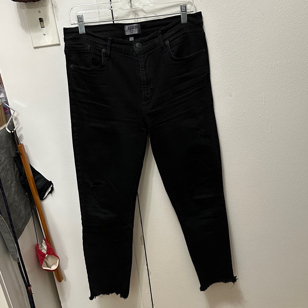 Agolde Black Distressed Jeans organic cotton
